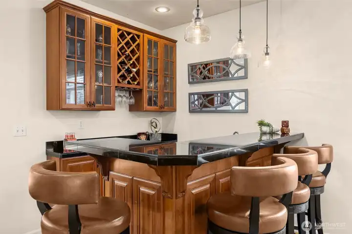 Entertainer’s wet bar with ample counter space