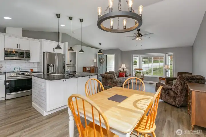 Light filled dining and living