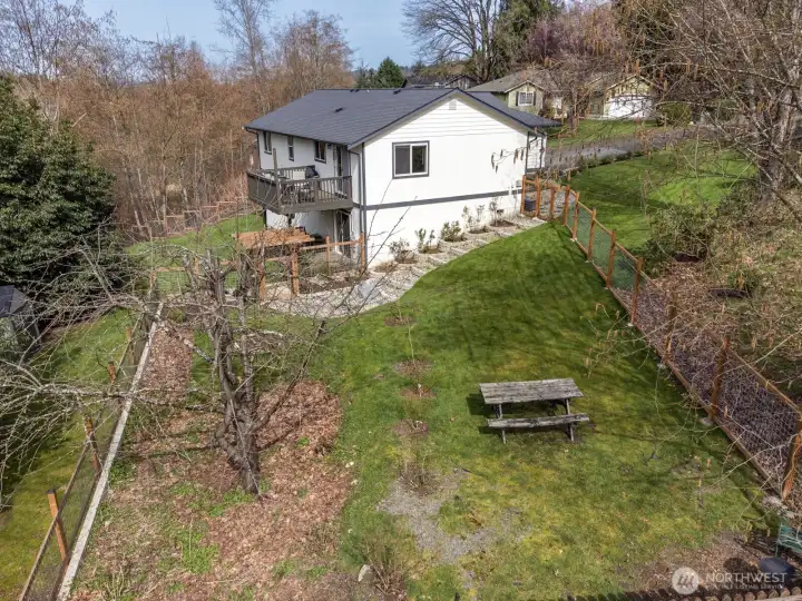 View of the fenced side yard
