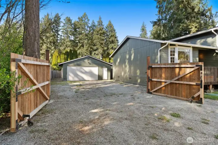 Closed gate to back yard