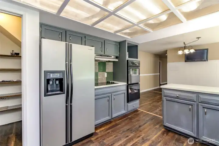 Kitchen with walk-in pantry. Kitchen with walk-in pantry.