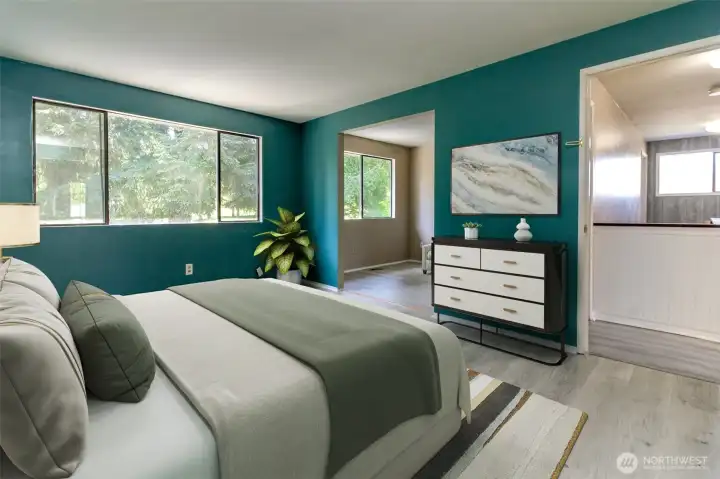 Primary Bedroom with attached den. Virtually staged. Primary Bedroom with attached den. Virtually staged.