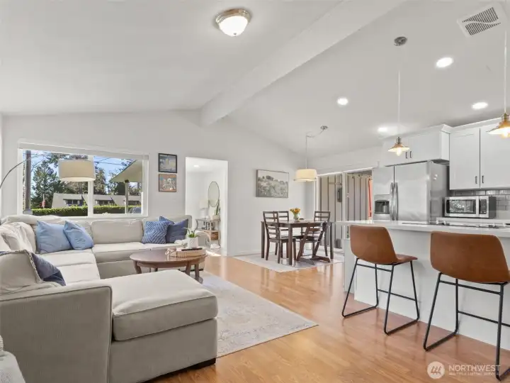 Great open space with updates throughout. the home. Patio access from dining area.