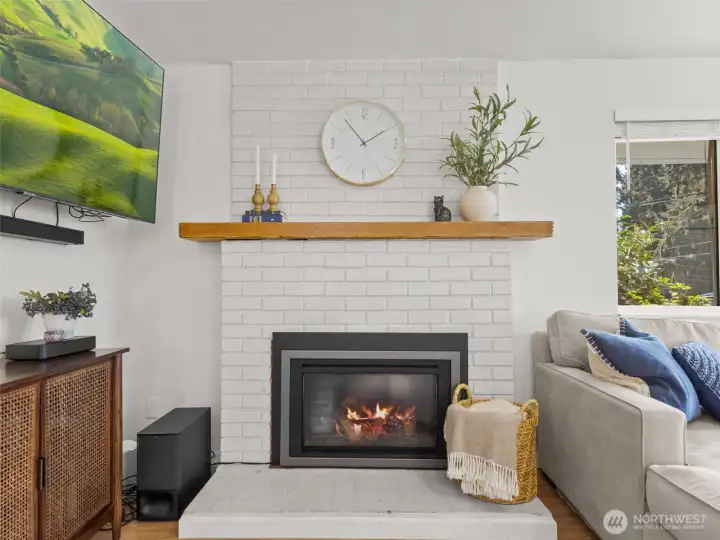 A gas fireplace to add a warm glow and enhance the cozy atmosphere.
