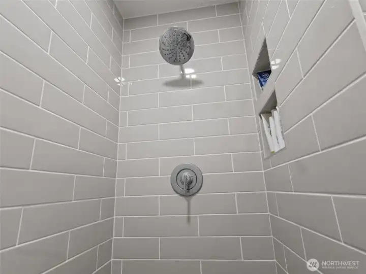 Newly remodeled primary shower.