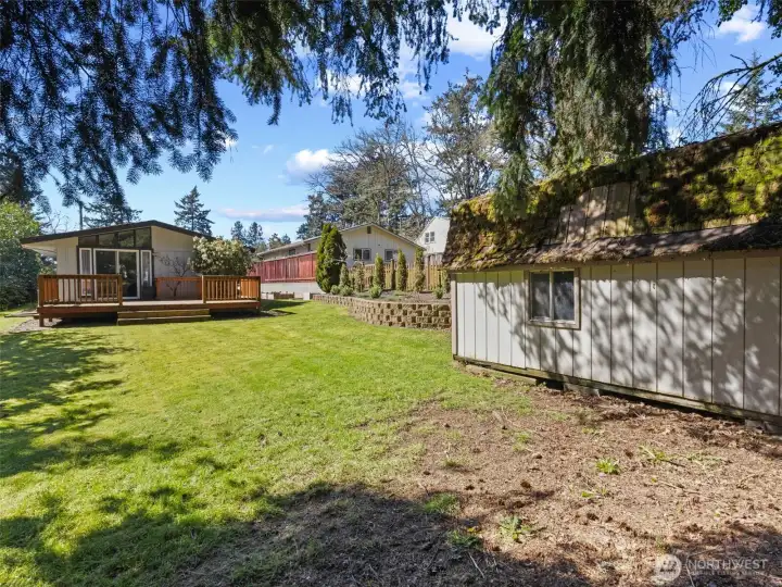 Shed with separate sections at front and back.