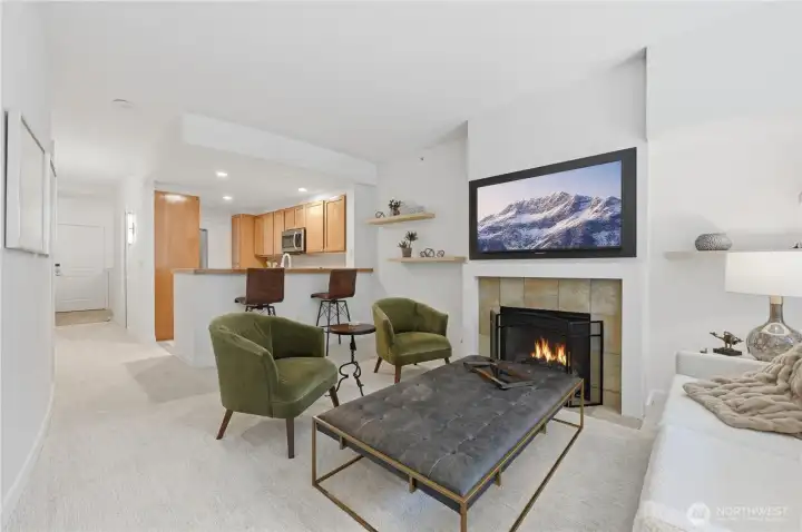 You can see the gracious open living area & the kitchen with eating bar from this magnificent home. You can see the gracious open living area & the kitchen with eating bar from this magnificent home.