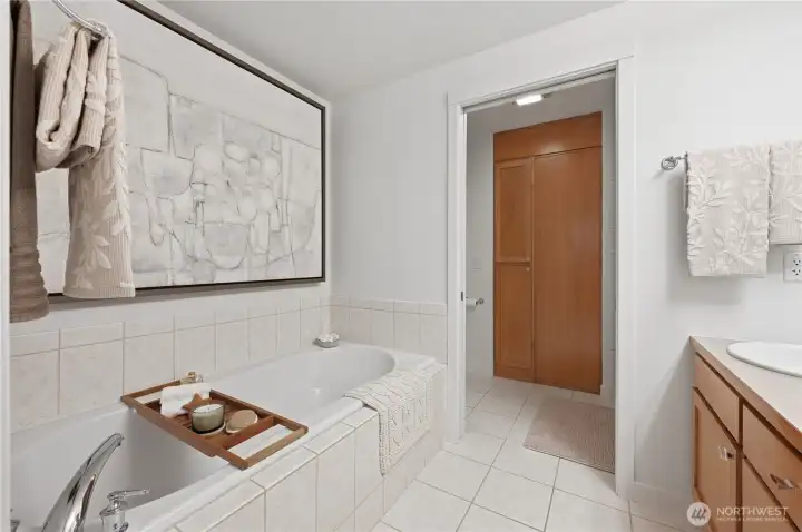 You can see the gorgeous soaking tub to relax after a long day. You can see the gorgeous soaking tub to relax after a long day.