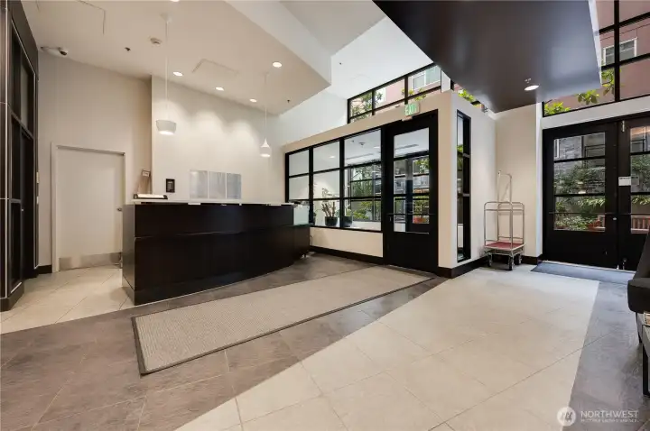Concierge desk & main entry door to the lobby. Concierge desk & main entry door to the lobby.