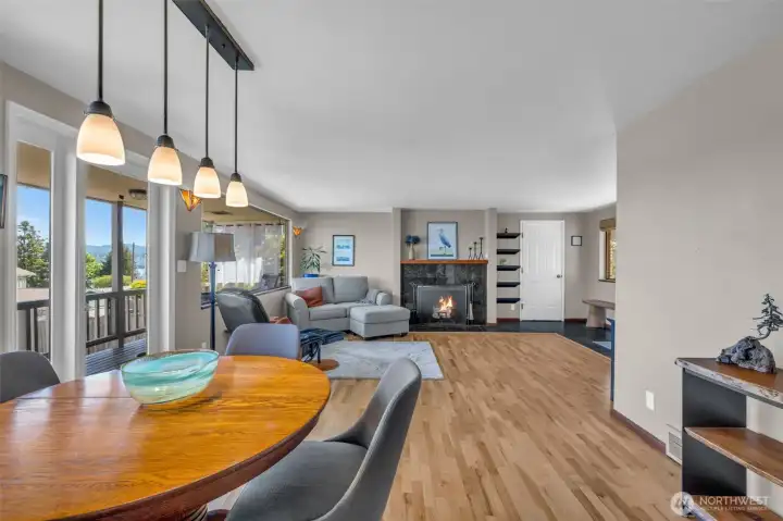 Expansive windows showcase the breathtaking scenery.
