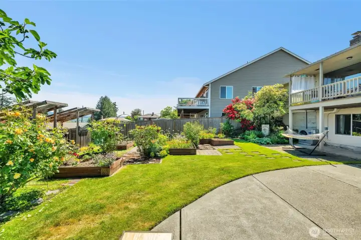 Fully fenced backyard offering privacy and security.