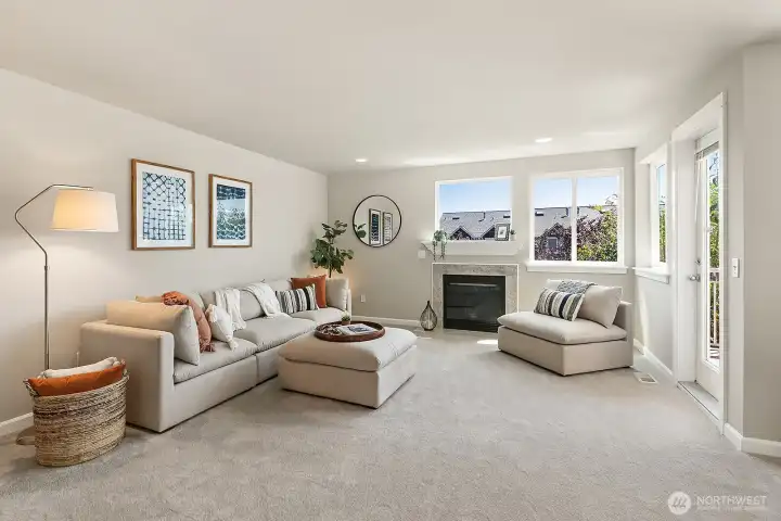 Notice the cozy gas fireplace for those cooler days