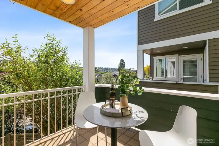 A close up of the deck that is off of the main living area.