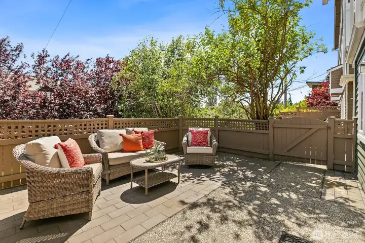 The private patio... perfect for relaxing with your favorite beverage or BBQs or container gardening
