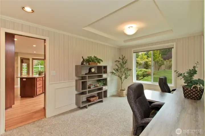 This room is technically the formal dining room, though the current owners have enjoyed using it as their office.
