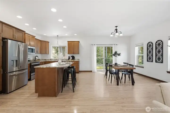 Open concept kitchen and dining area