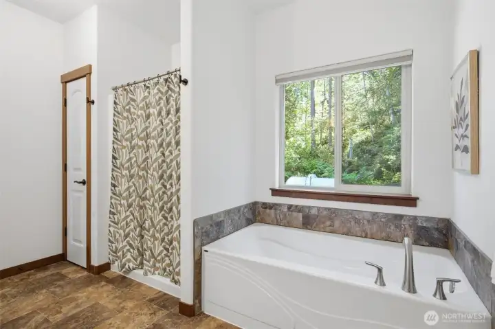 Primary bath with tub and separate shower