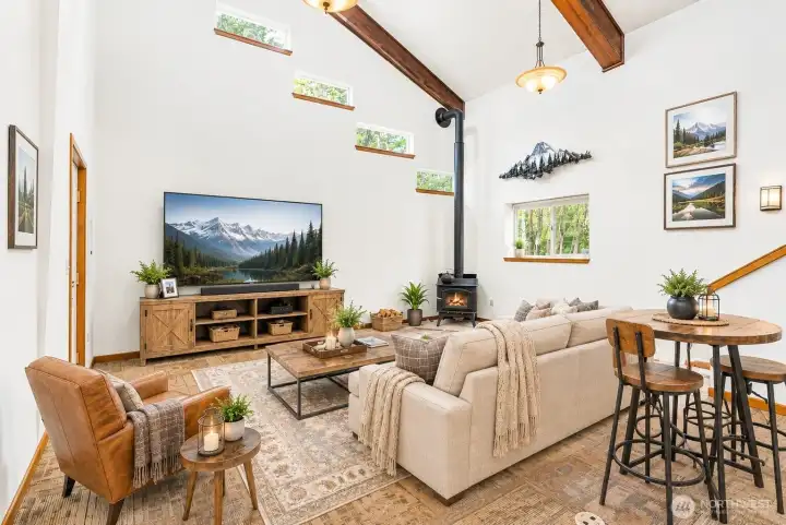 Virtually staged living space
