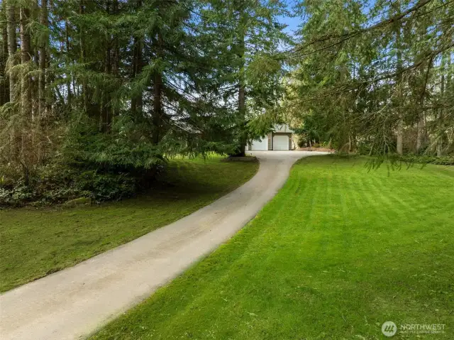 Fabulous tree lined driveway.