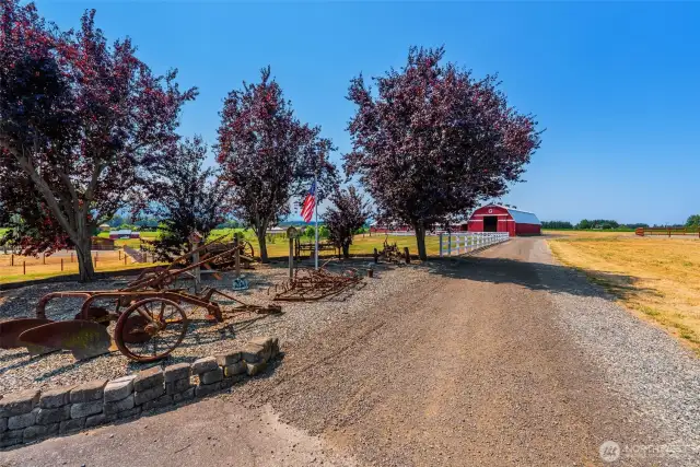 View from the front of the home looking at the barns.