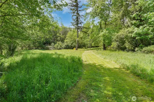 Mown path to the gate which leads to Capital Forest!  For your riding or walking pleasure.