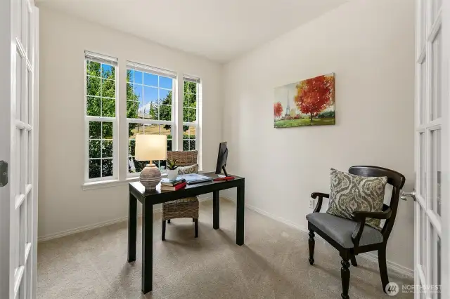 Main floor den/office with French doors.