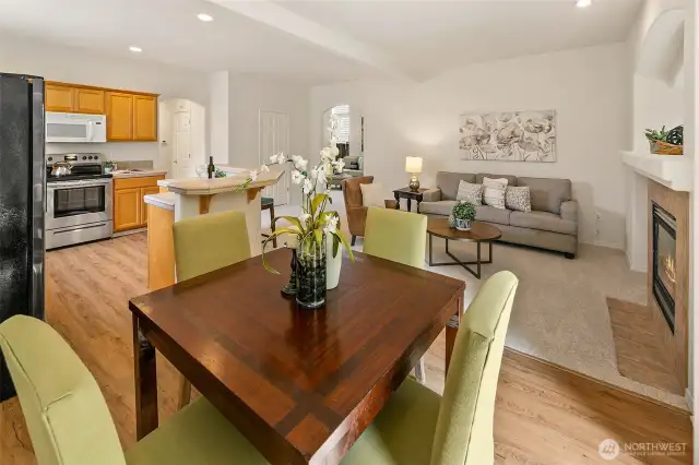 Newer hardwood floor in kitchen.