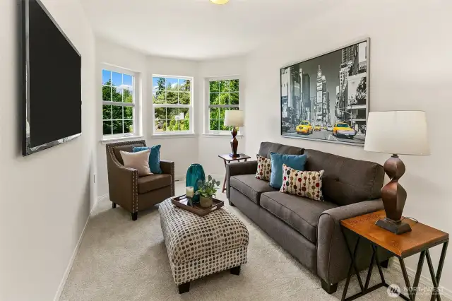 Bonus room that could be converted to a 4th bedroom. Classic bay window with a view of the park.