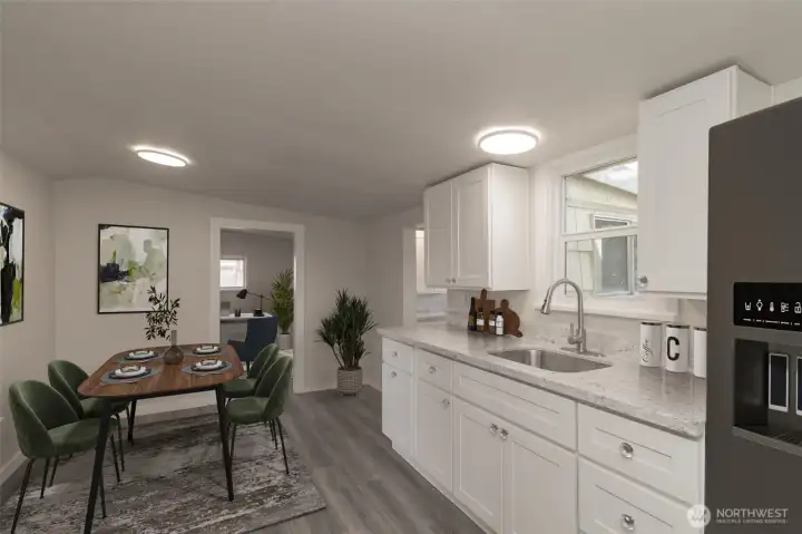 Virtually Staged-Kitchen and Dining Room