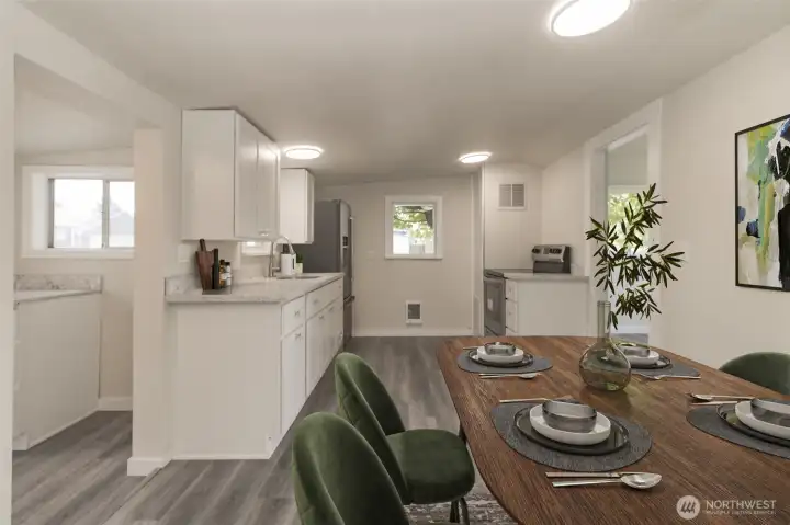 Virtually Staged-Dining Room and Kitchen