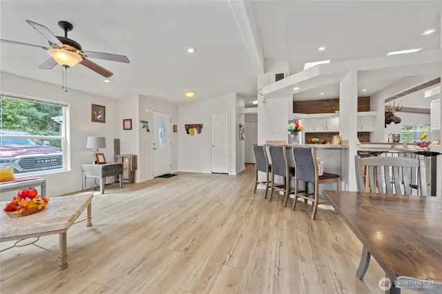 Light, bright, beautiful open floor plan living and dining room