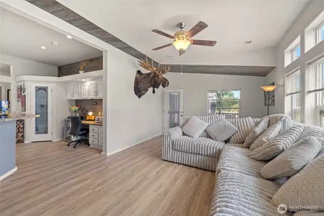Family room with french door to back deck