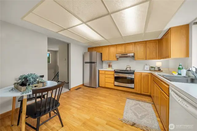 From the kitchen the hall to the 3 main level bedrooms.