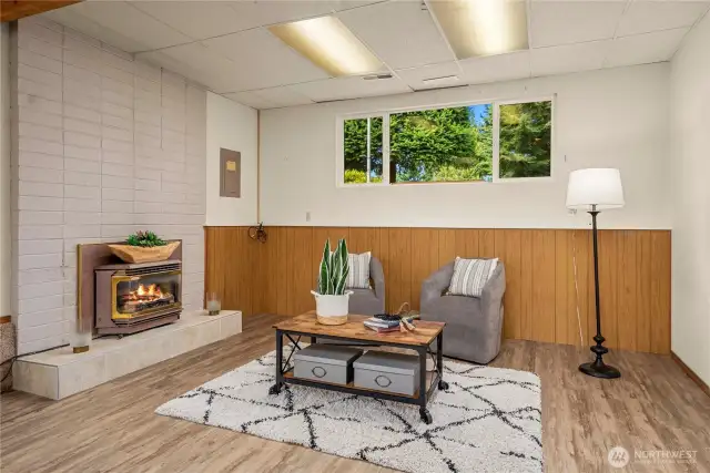 Cozy up in the fireside family room.