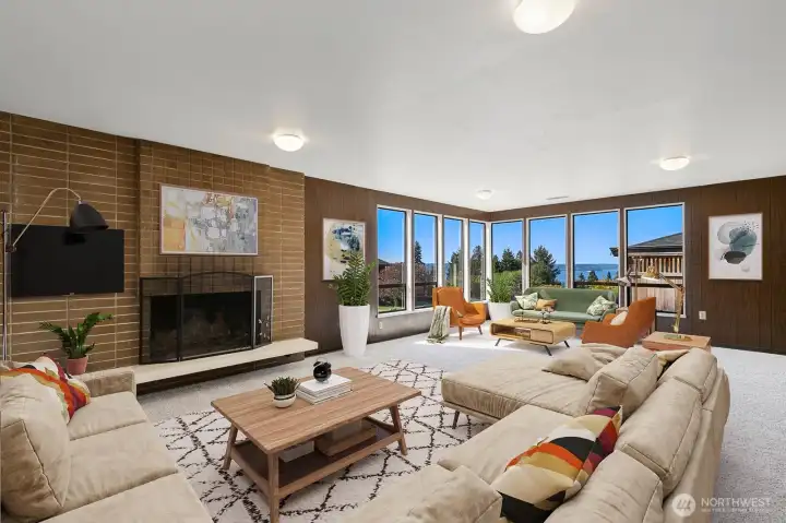 Lower family room.  Virtual staging.