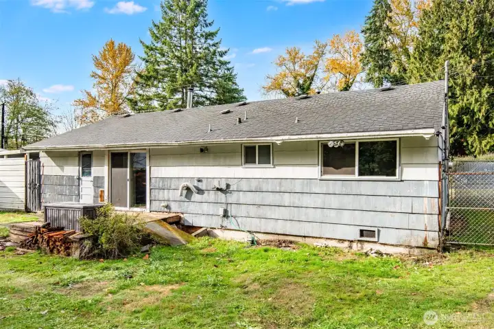 The backyard is level and enjoyable.