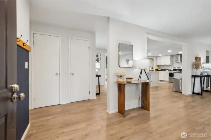 Natural flow connects the living, dining, and kitchen areas, making everyday living feel effortless. This refreshed space feels bright, open, and ready for your personal touch.