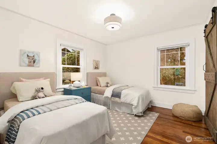 Second bedroom on the main floor.  Generously sized and easily sharable