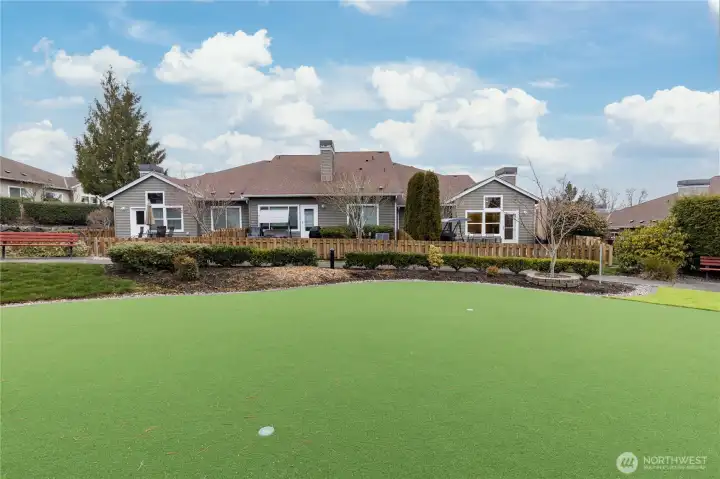 Practice your short game on the well-maintained turf putting green, kept in pristine condition year-round by the HOA.