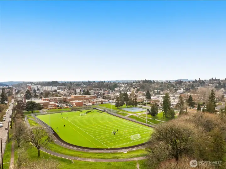 Brighton Playfield located directly across the street.