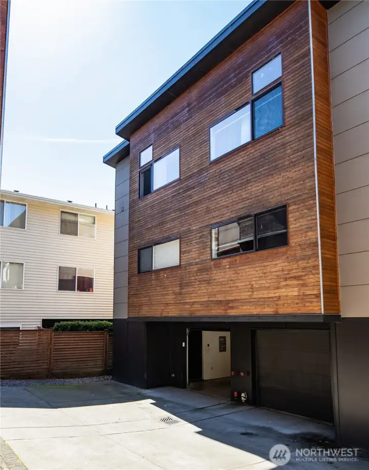Back alley access to garage