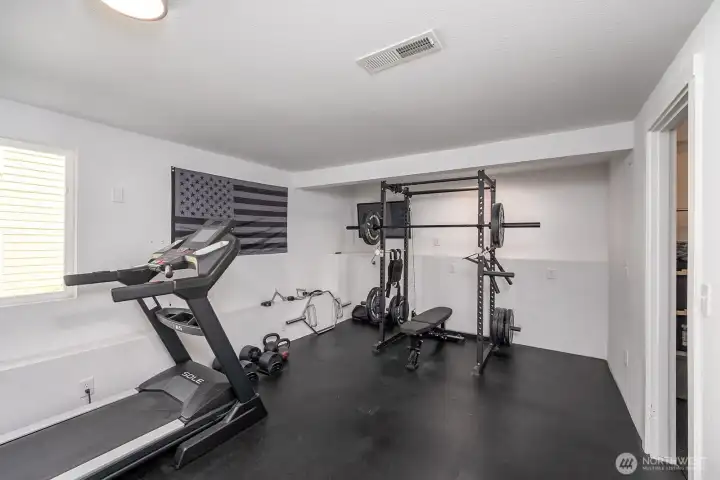 Additional room downstairs, currently used as home gym (Equipment is negotiable!) but can also be used as a bedroom!