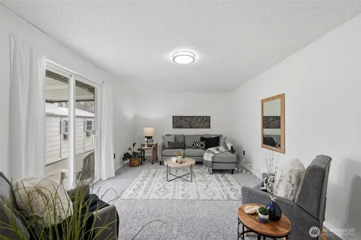 The spacious family room is perfect for gatherings.