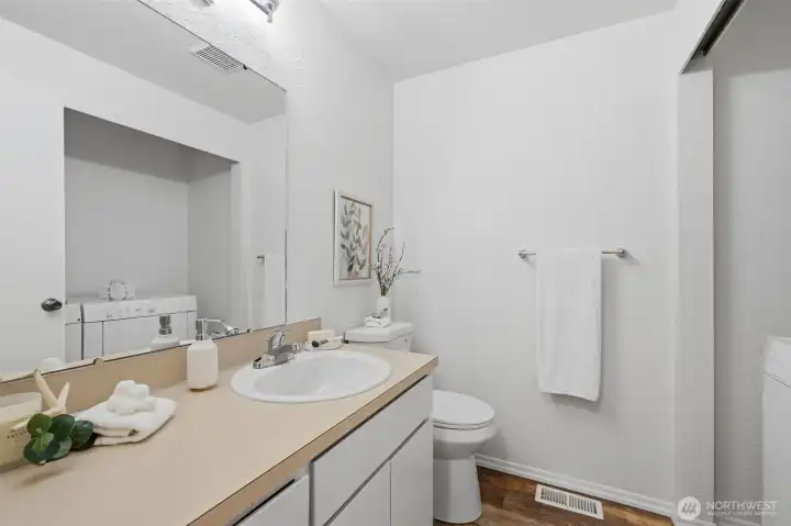 Half bathroom conveniently located on the main floor
