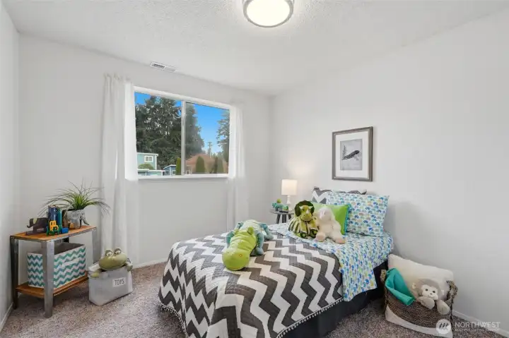 The second room is located between the primary room and the first room.