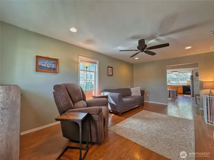 Front living room leads to dining room/kitchen