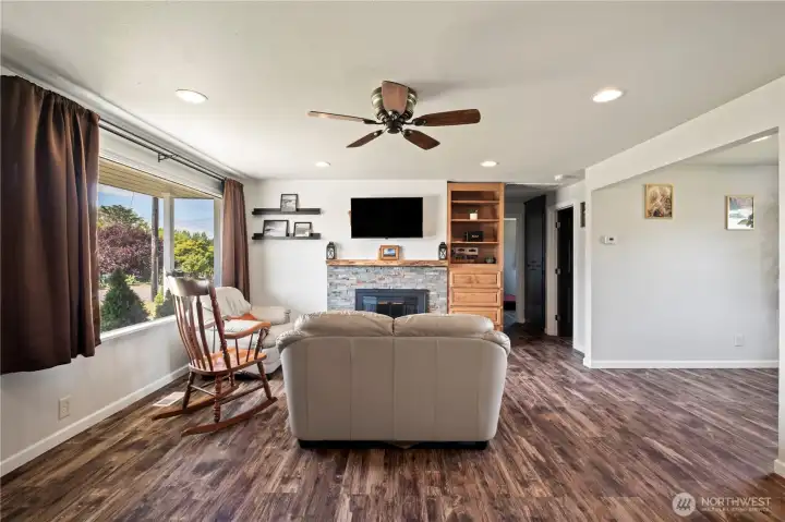 View into hallway. Notice the overhead fan that will help with cooling on warm days as well as plenty of recessed lighting View into hallway. Notice the overhead fan that will help with cooling on warm days as well as plenty of recessed lighting