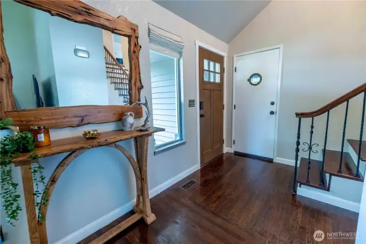 Hardwood staircase leading to upper level Hardwood staircase leading to upper level