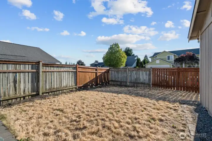 Fully fenced backyard
