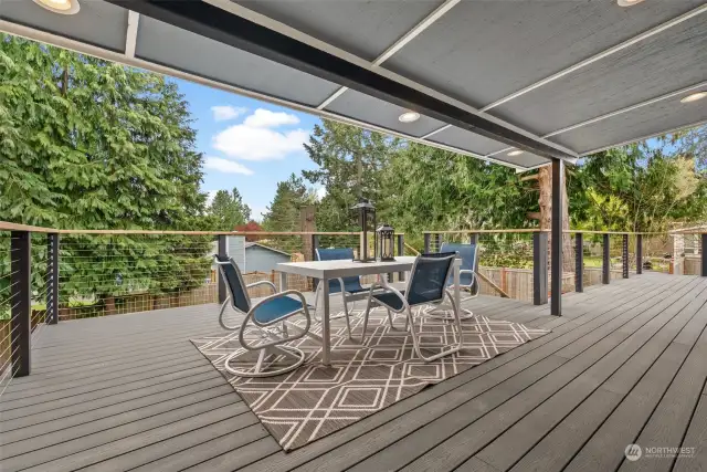 A large covered portion of the exterior deck allows for year round use and offers shade from the sunshine during the summer.